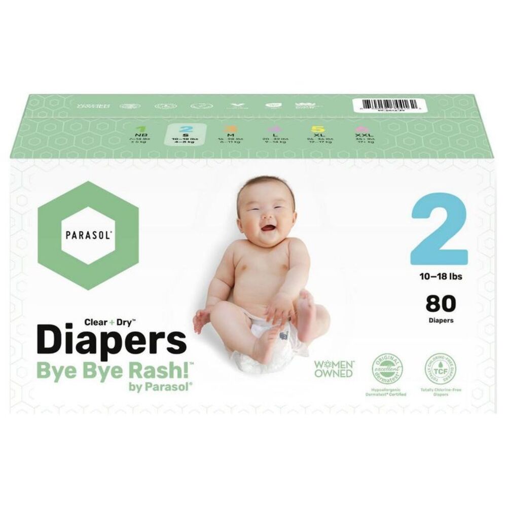 Parasol -  Clear+Dry Natural Disposable Diapers - Siz White